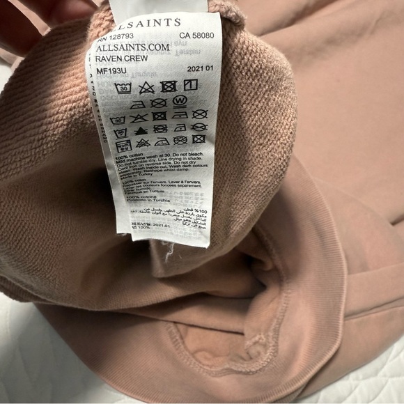 ALL SAINTS MENS crew neck pull over sweatshirt salmon - Picture 8 of 12